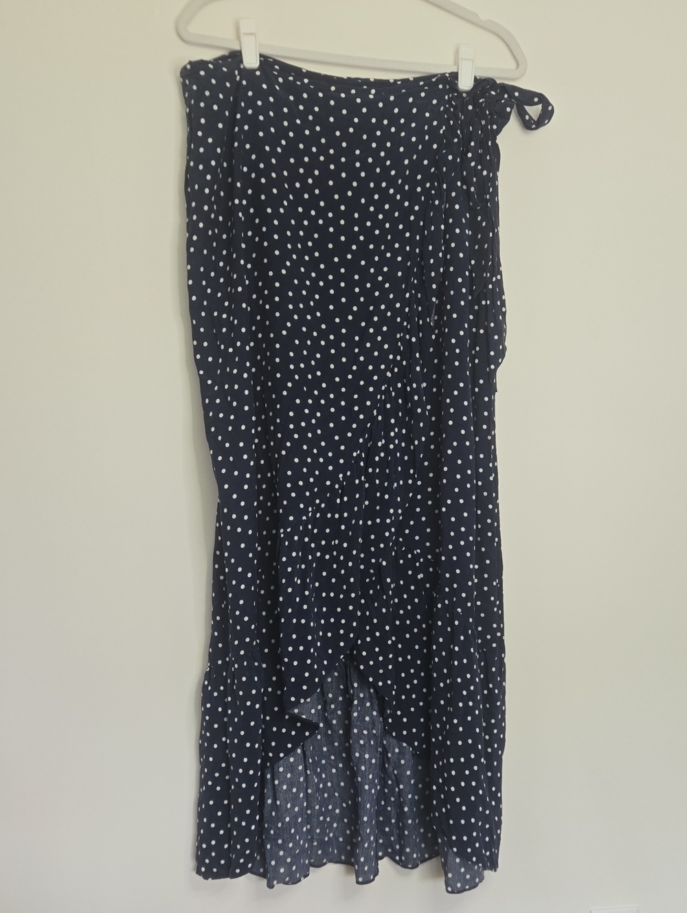 Boden Navy Polka Dot Wrap Skirt with Tie Waist Preppy Flowy Normcore size 12